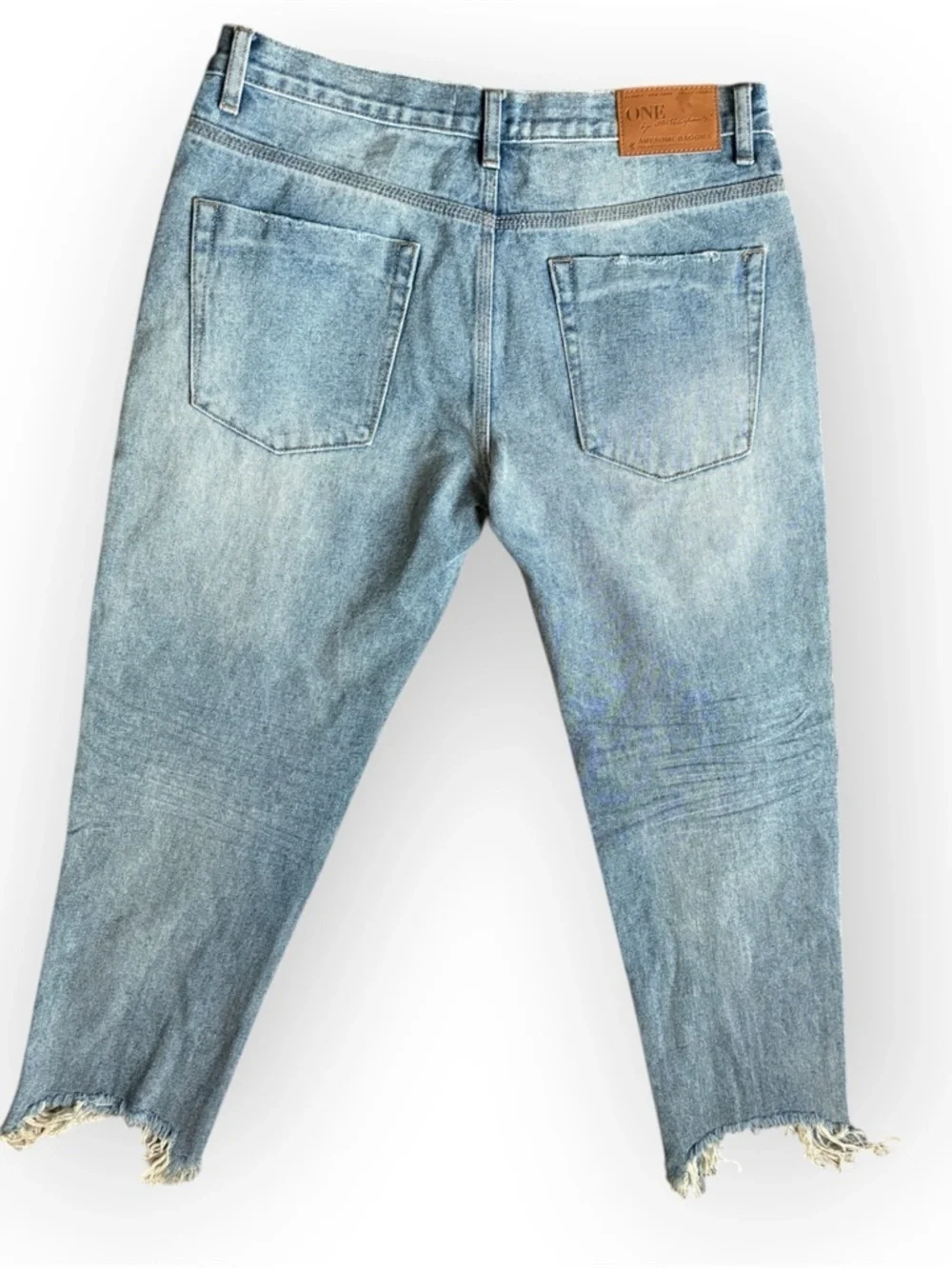 ONE TEASPOON Women Light Wash Raw Hem Jeans NWT regular low waist relaxed